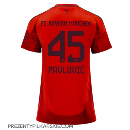 Stroje piłkarskie Bayern Munich Aleksandar Pavlovic #45 Koszulka Podstawowej dla damskie 2024-25 Krótki Rękaw